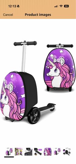 New in box 2-in-1 Ride-On Scooter Suitcase, Scooter Luggage for Kids Ages 5-12, Foldable & Lightweight Carry with LED Light-Up Wheels