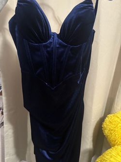 Navy Blue Velvet Corset Dress Windsor