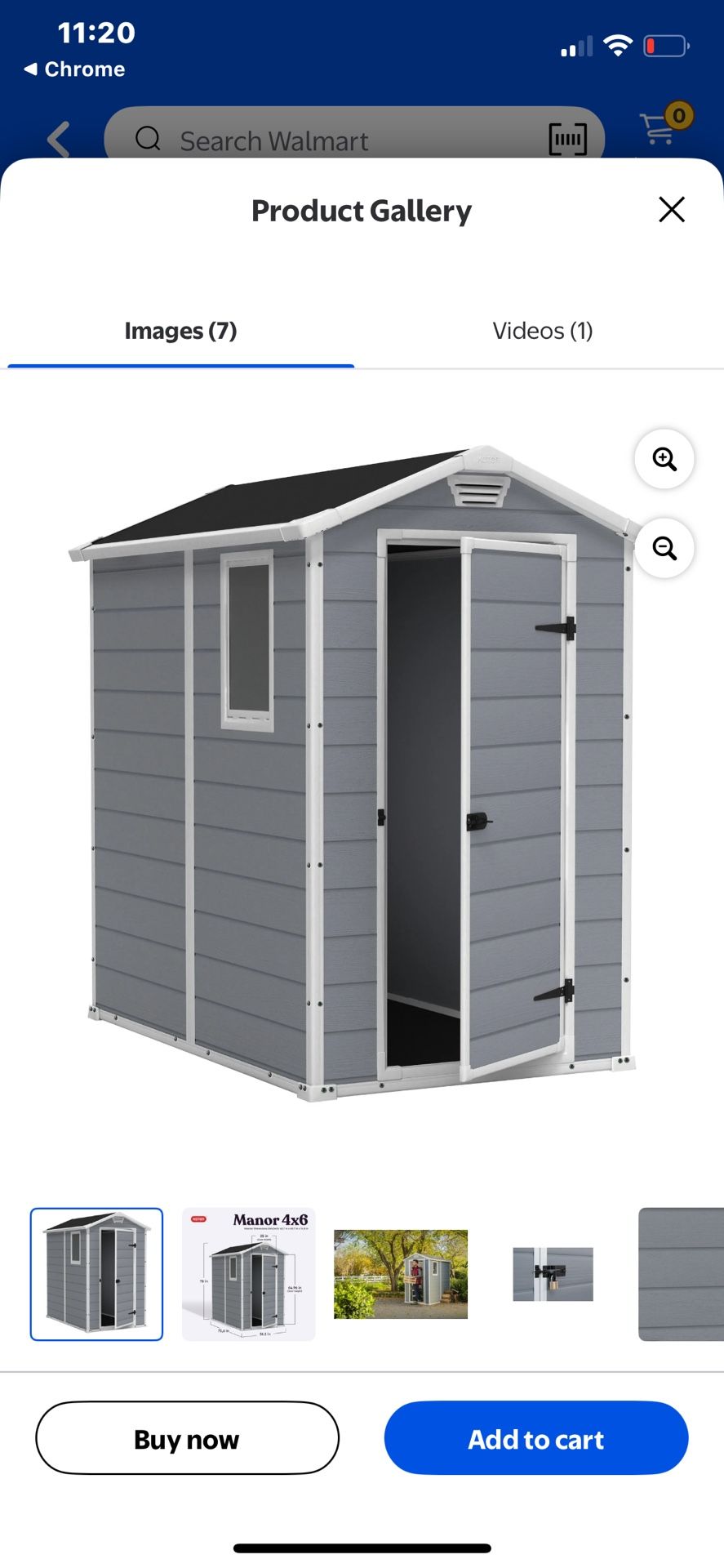 Keter Manor 4' x 6' Resin Storage Shed, All-Weather Plastic Outdoor Storage, Gray/White New 395$ Pick up Phoenix 43rd ave and Indian School