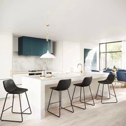 Indoor/Outdoor Black Industrial Faux Leather Bar Stools Set of 4