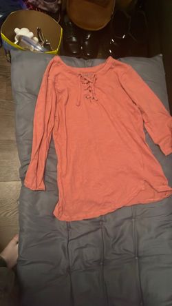 Coral Lace-Up Long Sleeve Top