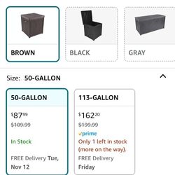 Pure Garden Outdoor Storage Box - 50 Gallon Deck Box for Pool Accessories or Patio Furniture Cushions - Deck Boxes Outdoor Waterproof Fade-Resistant 