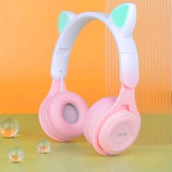 New Cat Ear Bluetooth Headphones Gradient Color Wireless Headset For Girls