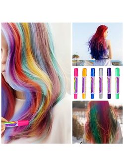 Hair Chalk, 6 Colors Hair Chalk Pens,Chalk Hair Dye,Colored Hair Chalks for Party