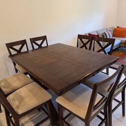 Solid Wood Dining Table + 8 Chairs