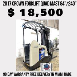 2017 RC5545-40 Crown Electric Forklift Quad Mast 84"/240" Freezer Conditioned