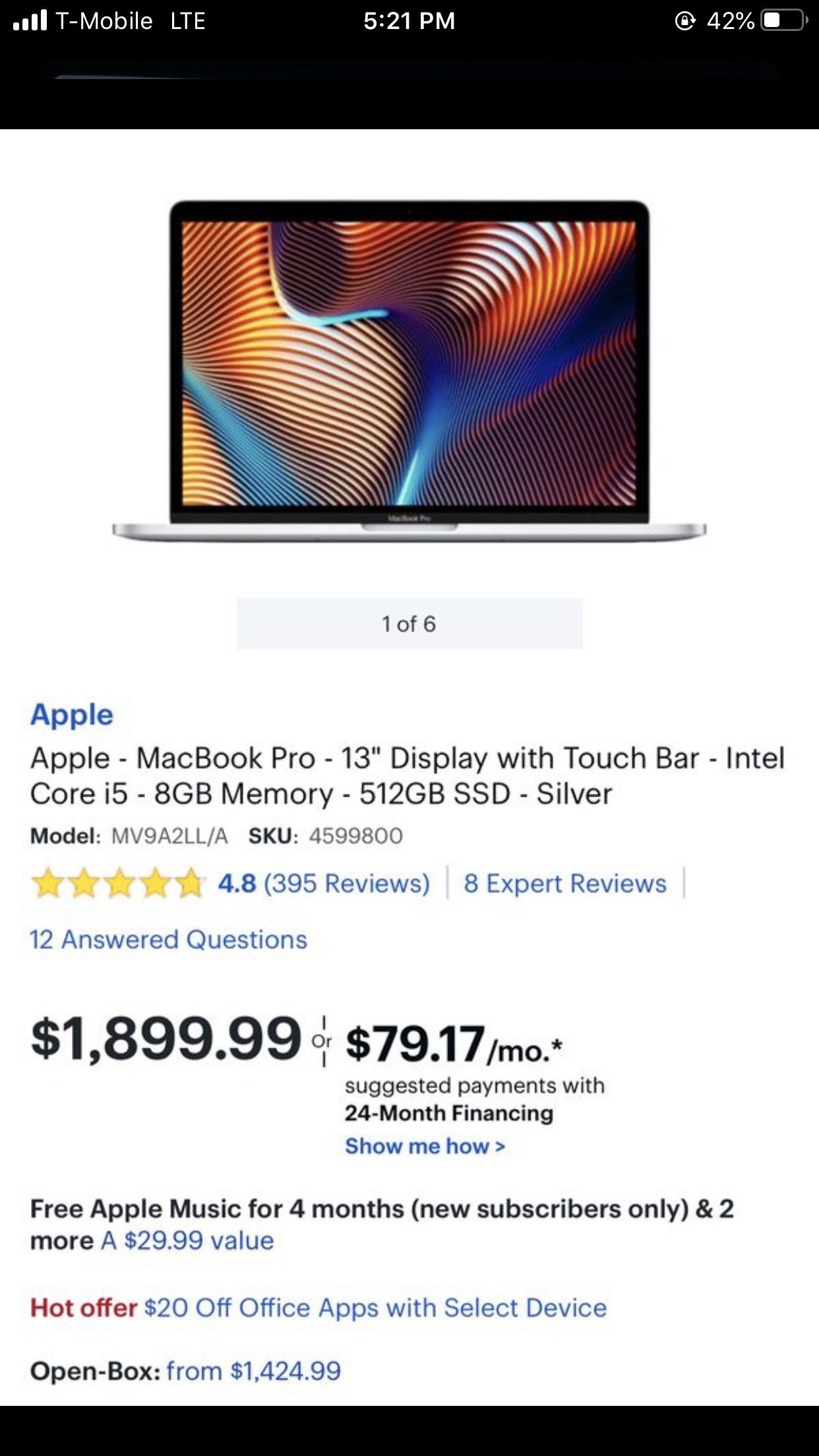 MacBook Pro 13 (2019) - 512GB - Intel core i5 - TouchBar (Sealed / Brand New) Apple laptop