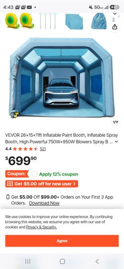 Vevor spray booth- new in box never used