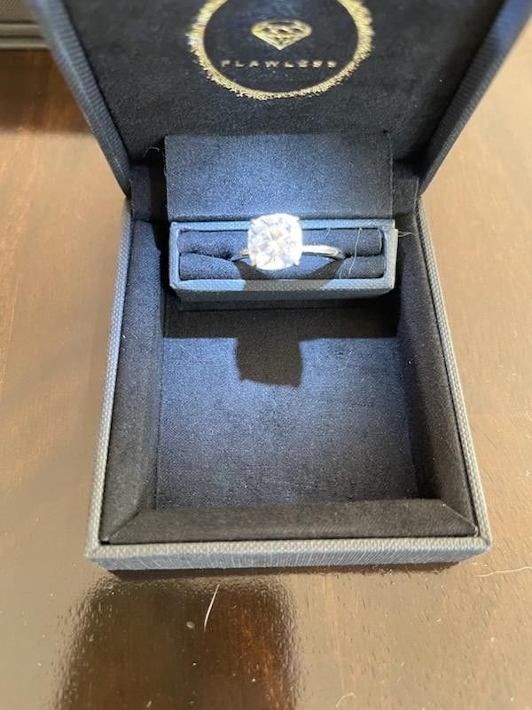 4 Carat Cushion Cut Moissanite Solitaire Engagement Ring. Accepting Offers!