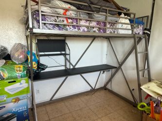 Twin loft bed with study pewter