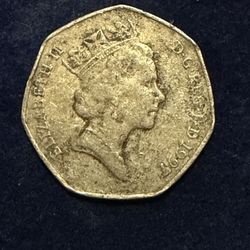 Rare Coin 50 Pensé Elizabeth II 1997 
