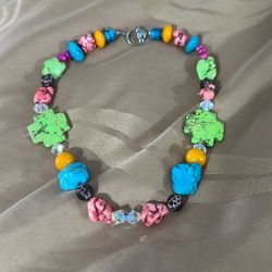 Handmade Swarovski's Crystal And Howlite Necklace 