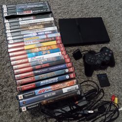 PlayStation 2 with games