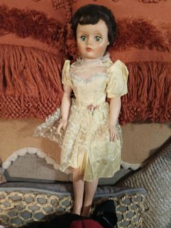 Vintage Fashion Doll in Yellow Lace Dress