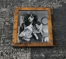 Framed Vintage Photo Print - Joey Ramone Holding Cat (8x10)