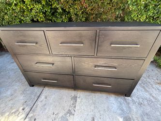 Large Modern Espresso Color Wood 7 Drawer Lowboy Dresser