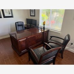 Executive Desk, File Cabinet, Chairs