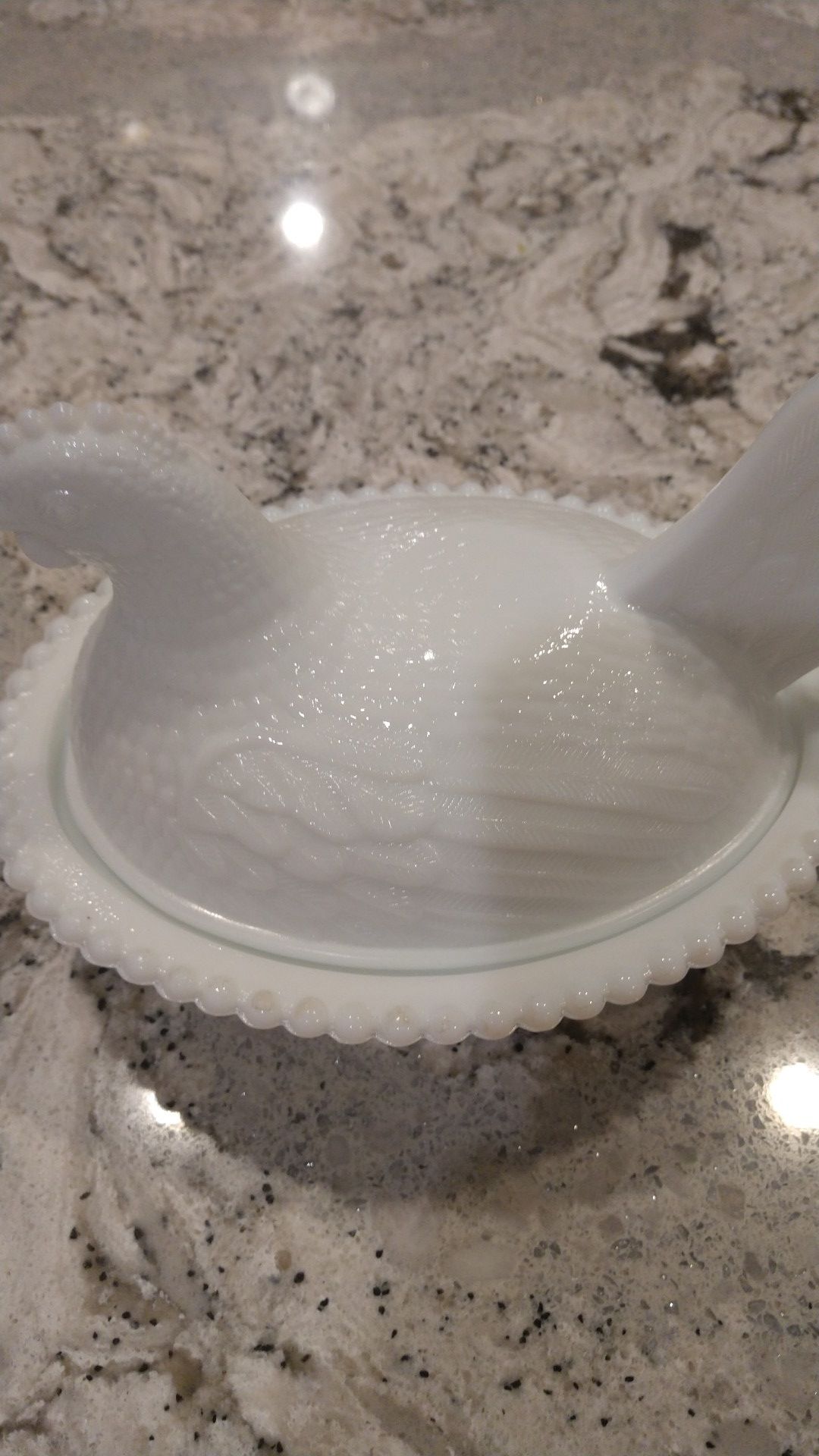 Milk glass chicken on nest
