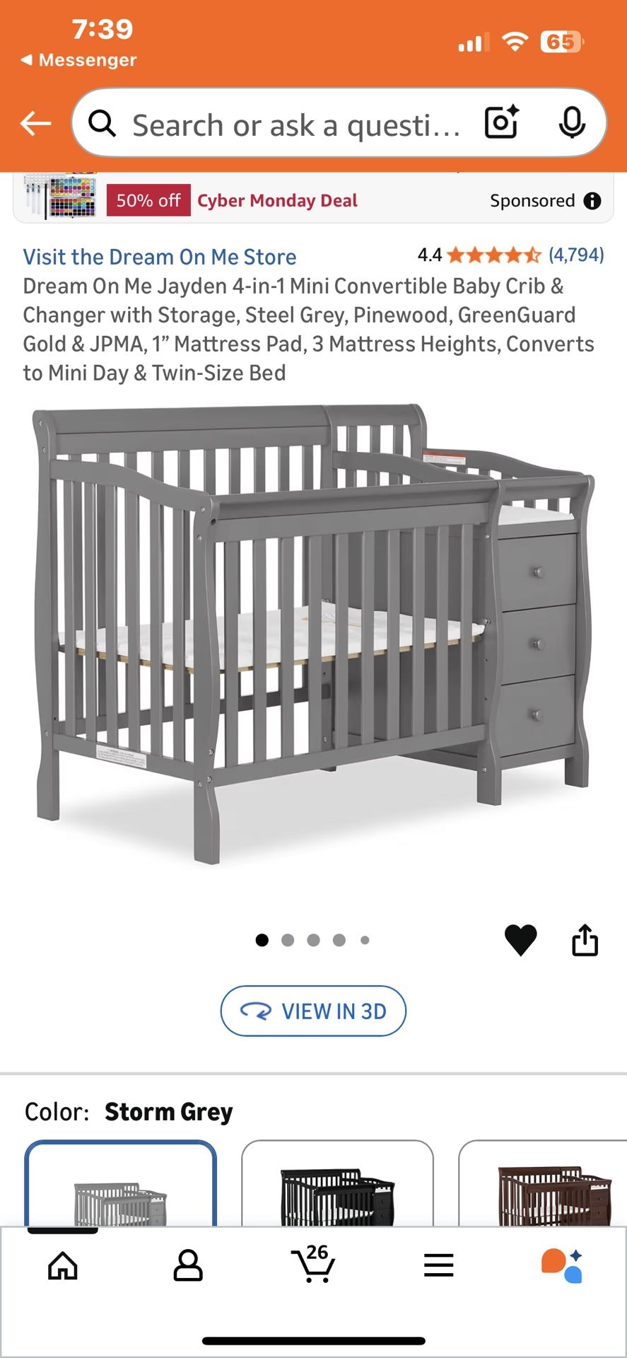 Convertible Crib To Twin Bed& Changing Table