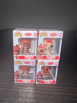 4 VAULTED BITTY 1-Inch Funko Pops 3 Rudolph Red-Nosed Reindeer & Clarice #1569 Christmas Holidays