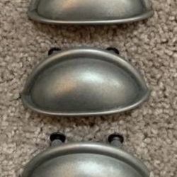 Vintage Set Of 3 Metal Drop Bail Pull Handles Knobs With Screws DIY Project