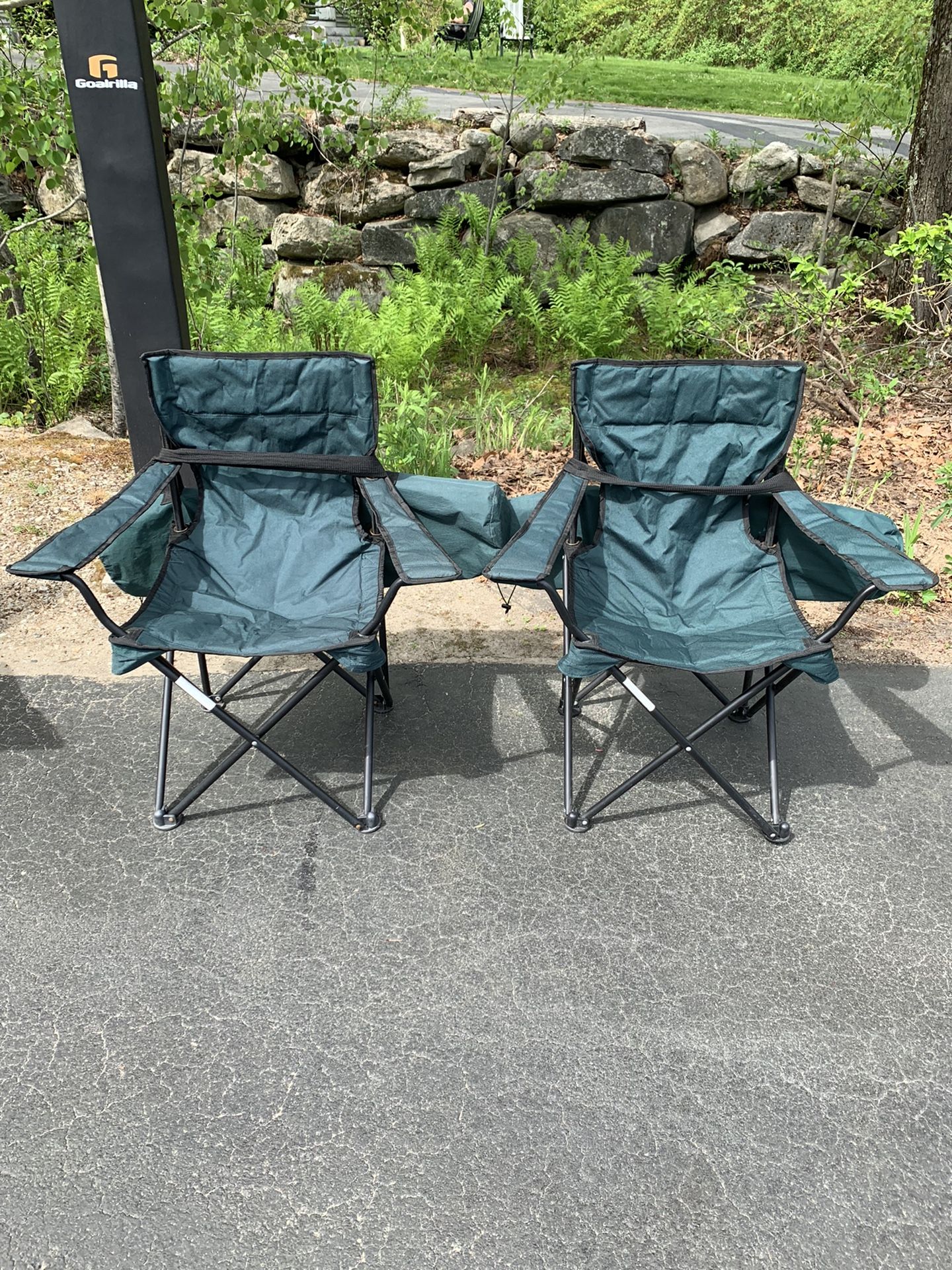 Camping Chairs Foldable Outdoor Portable Green Lot of 2