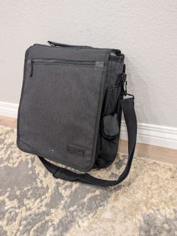 Bella Russo Black Canvas Shoulder Bag Messenger Organizer Laptop New 14" x 12"
