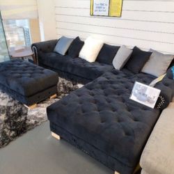 VELVET LUXURY SOFA AND OTTOMAN SET JUST $1099!!! JUST $50 DOWN AND 90 DAYS TO PAY!!! SAME DAY DELIVERY!!!
