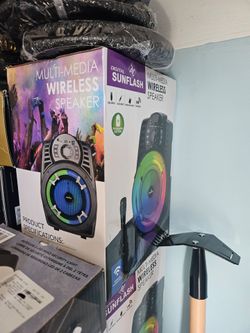Digital Sunflash Wireless Bluetooth Party Speaker w/ LED Lights & Mic - New