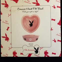 New Ceramic Heat Playboy Pet Bowl 7"