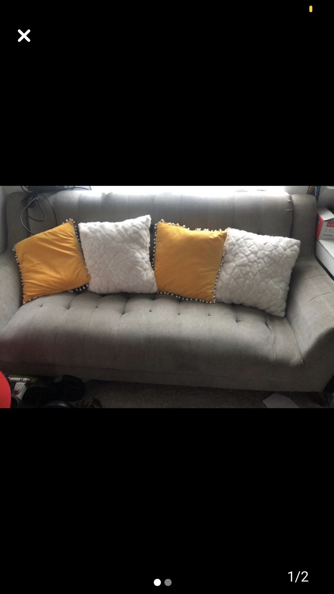 Grey sofa couch