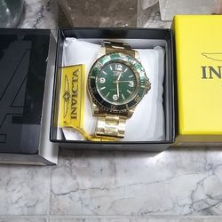 New Invicta Specialty Men's Watch Gold/Green Dial 41mm NWT Water Resistant 