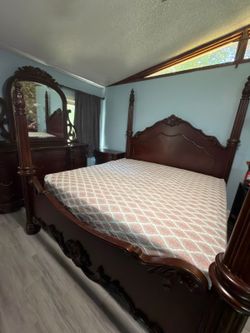 7 items Total Furniture Cherry Wood master Bedroom furniture set