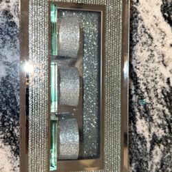 Silver Glitter Tea Light Candle Holder