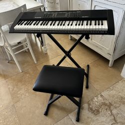 Keyboard Piano Alesis 61 key w/ stand and seat.