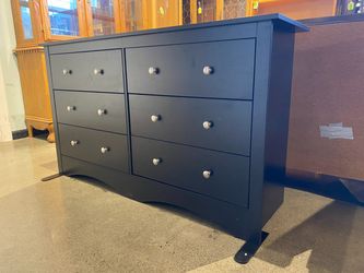 Black Modern 6-Drawer Dresser With Anti-Tip Legs