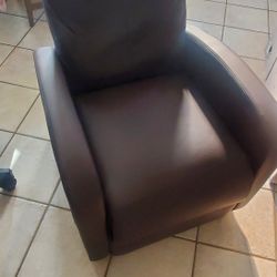Brown Compact Leather Recliner 