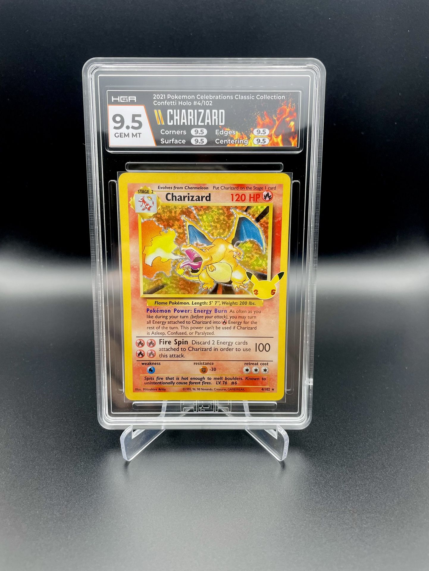 2021 Pokemon Celebrations - Charizard 4/102 - Holo 25th Anniversary HGA 9.5