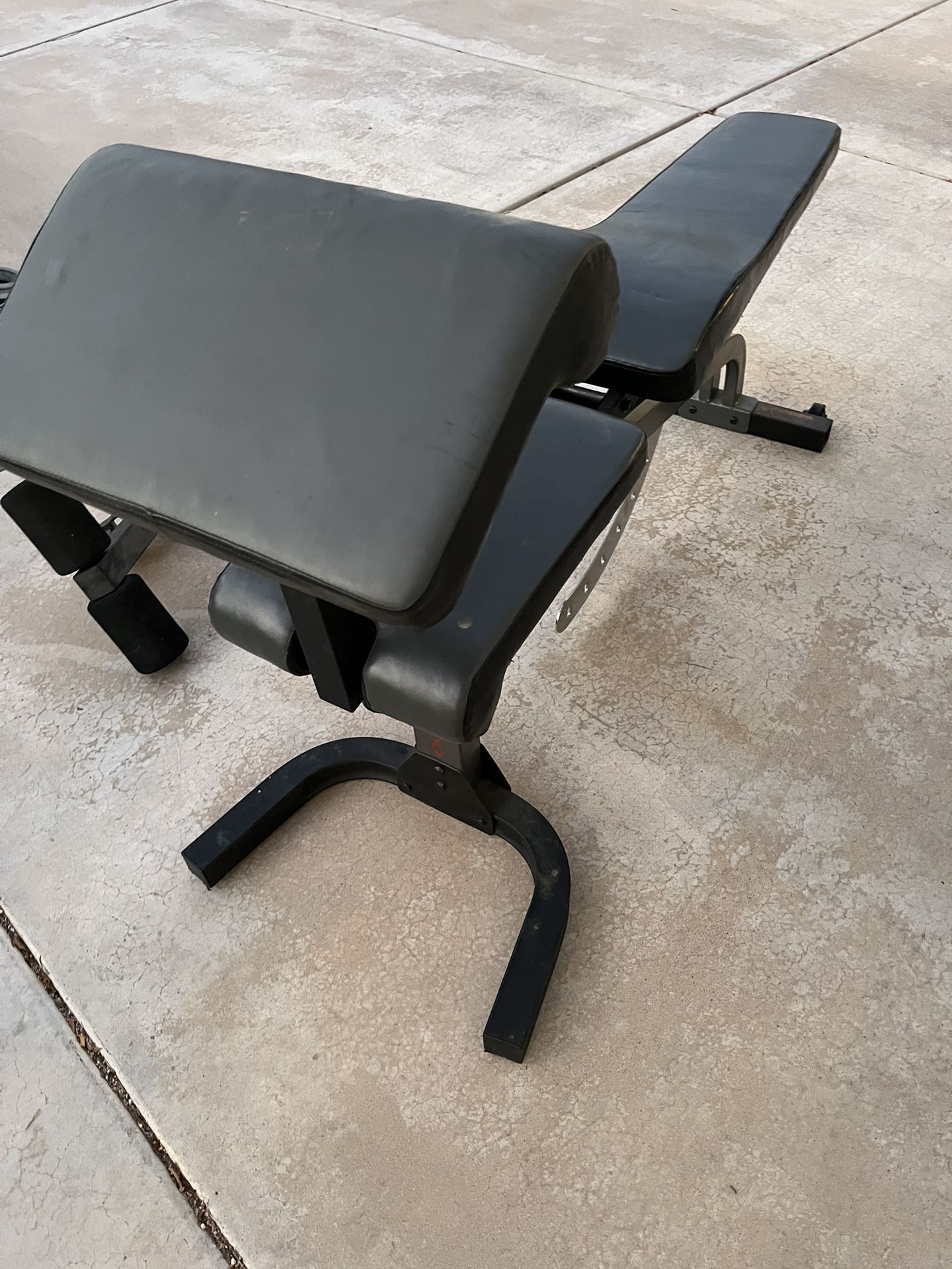 Adjustable Weight Bench With Preacher Curl And Leg Attachment
