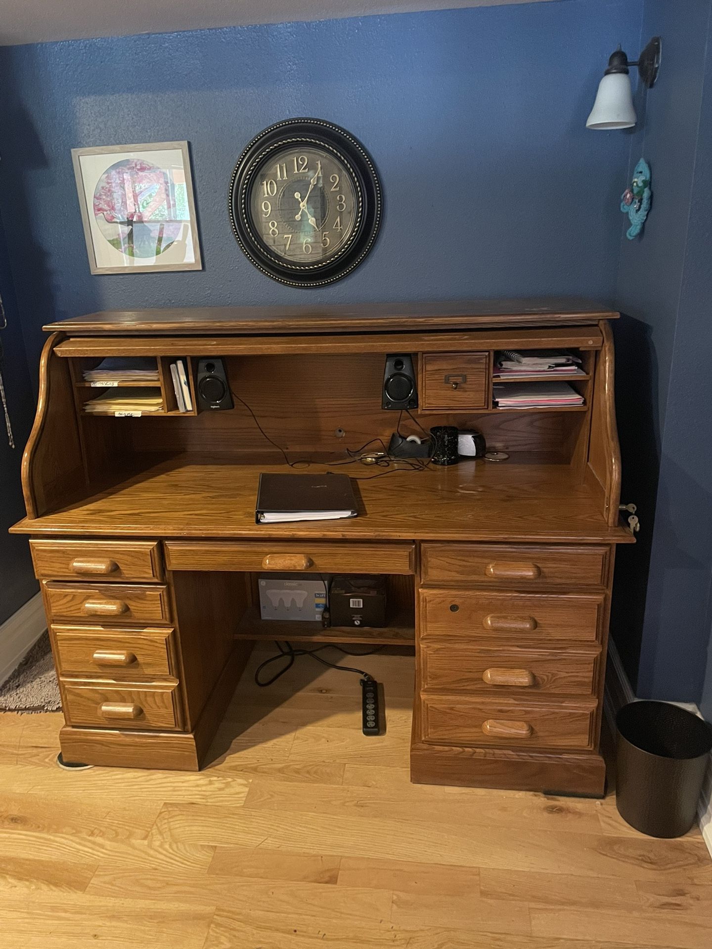 Solid Oak Roll Top Desk