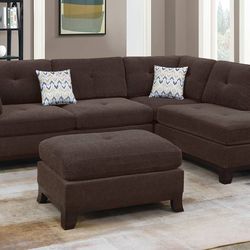 Dark Coffee Sectional & Ottoman