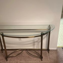 Glass Top Table With Brass Legs
