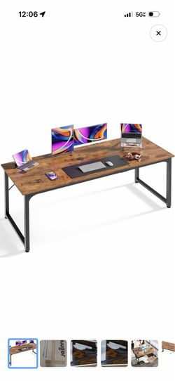 Huuger 63" Computer Desk – Rustic Brown Office & Gaming Desk (Like New)