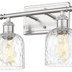 New In Box Bathroom Light With 2 Beautiful Glass Shades