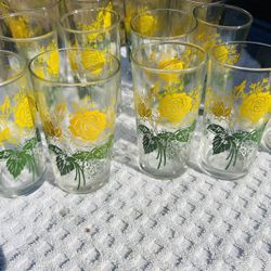  Glasses No Chips Or Nicks Mid Century Set Of 13 Hand Painted Tumbler 