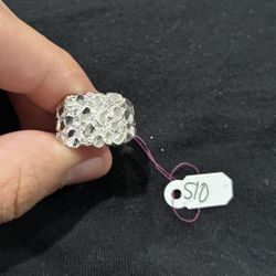 925 Silver Nugget Ring With Diamond Cut 
