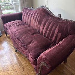 Antique Velvet Swan Couch