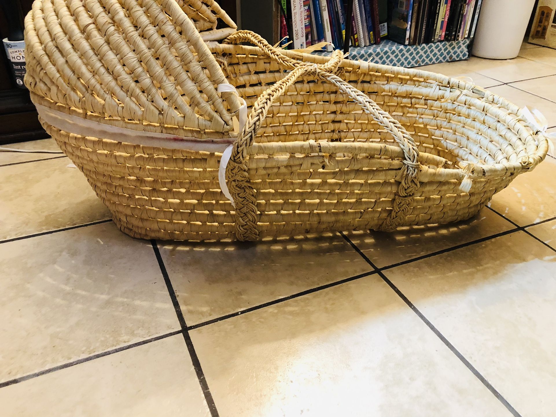 Vintage Wicker Bassinet 