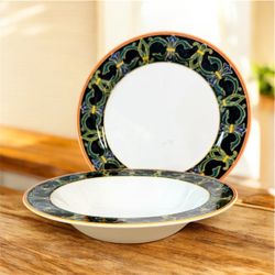 Victoria & Beale Black Floral Platter 12” & 10” Veg Bowl Serving Set - Vintage