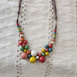 New Adjustable Multicolor Ceramic Beaded Statement Necklace 